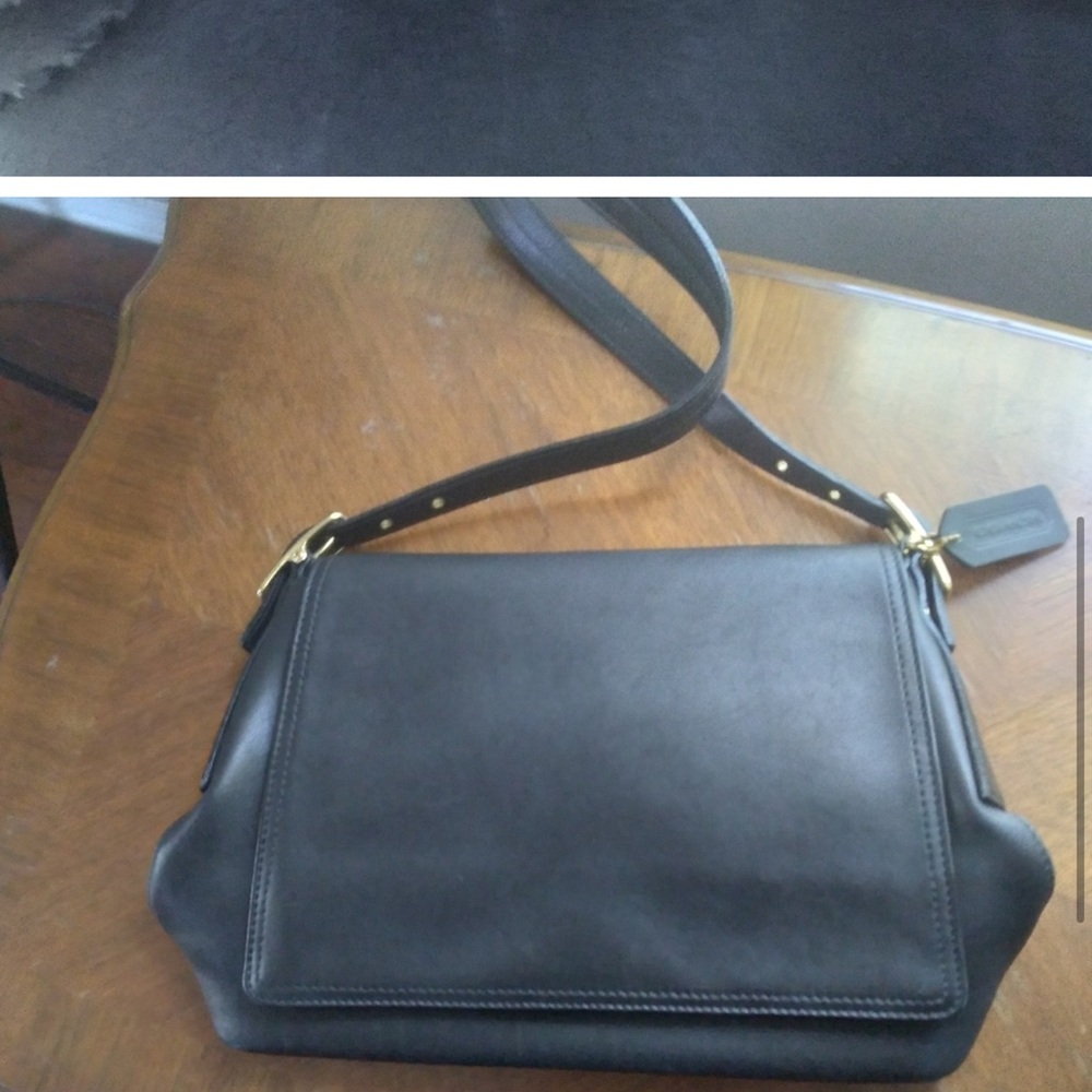 Coach Black Leather Shoulder Bag | 14"x8"